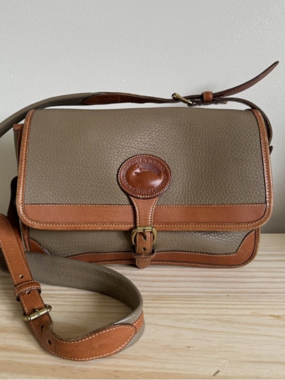 Vintage Dooney and Bourke Surrey Two Tone AllWeather Leather Crossbody Handbag